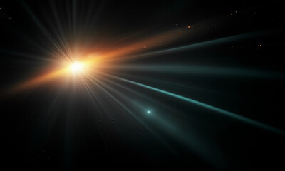Fototapeta na wymiar Beautiful light flares. Glowing streaks on dark background
