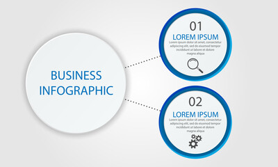 2 step infographic design, simple branching circles with colors and lines, suitable for your business presentation