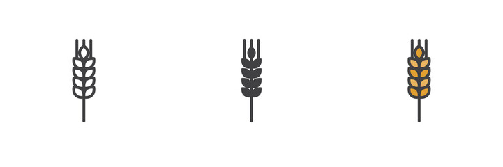 Wheat ear different style icon set