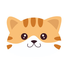 Cute Kitten Face Sticker Collection. Cartoon Cat and Fluffy Kitten Face Illustration