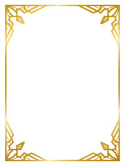  decorative frame , ornament frame , art deco gold vintage frame , line geometric frame , wedding label card png transparent background isolated on white background illustration ready to use