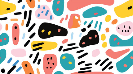 doodle seamless pattern. Creative abstract style art background for children or trendy design with basic shapes. Simple childish scribble wallpaper print.