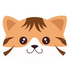 Cute Kitten Face Sticker Collection. Cartoon Cat and Fluffy Kitten Face Illustration