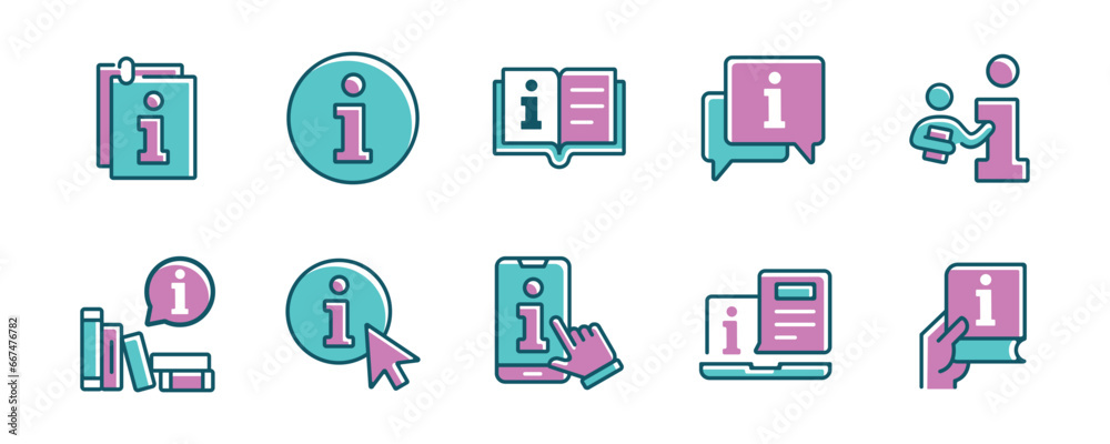 Aufkleber collection of manual information guidebook instruction icon set business client support reference he