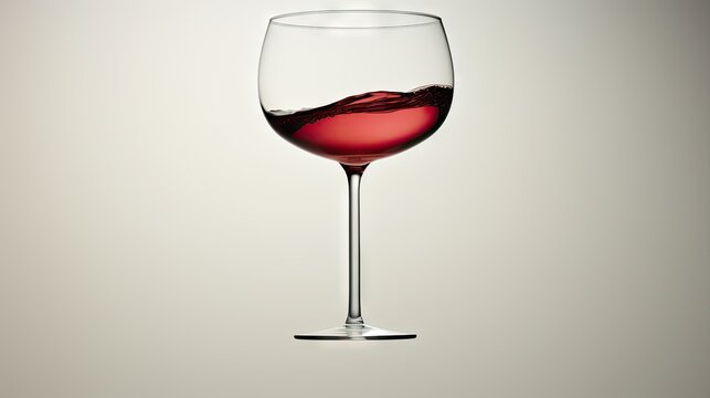 a wine glass with a red liquid in it on a white background.  generative ai