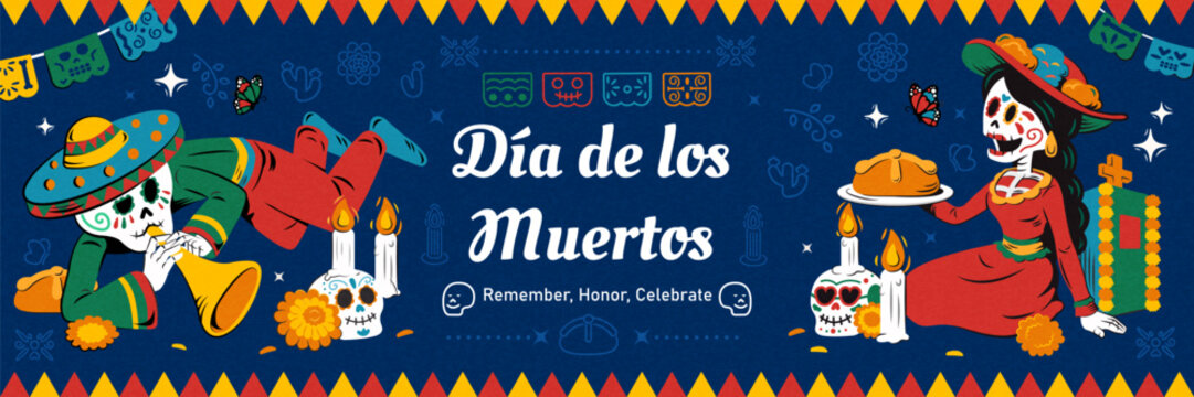 Vibrant Day of the dead banner