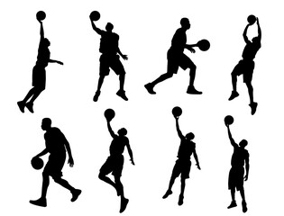 set of Basketball players silhouettes