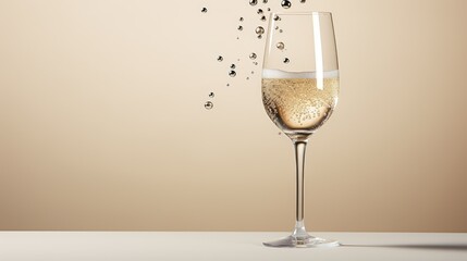  a glass of champagne being poured into a glass with bubbles.  generative ai