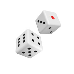 Rolling 2 White Dices without shadow
