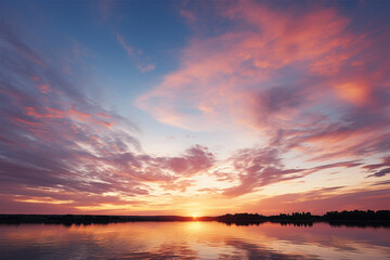 Fototapeta na wymiar Panorama sunset sky realistic
