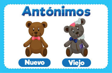 Nuevo y Viejo: Antónimo Word Card in Spanish Language