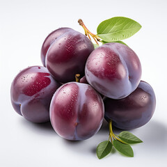plums isolated on white