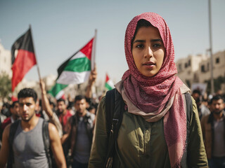 Gathering to speak out for Palestinian freedom - obrazy, fototapety, plakaty
