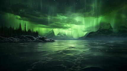 the auroras on the water's surface - obrazy, fototapety, plakaty
