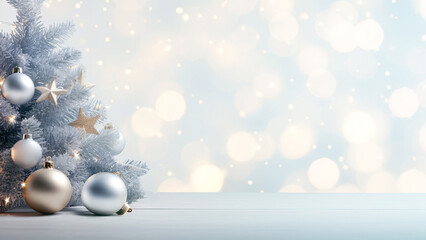 Christmas background with christmas baubles, gifts decoration - Xmas theme - 667484395