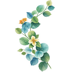 colorful flower branch transparent background - obrazy, fototapety, plakaty