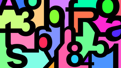background colorful abstract letters, modern style pattern