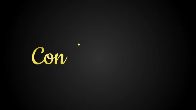 Congratulations animated text with gold color and black background.