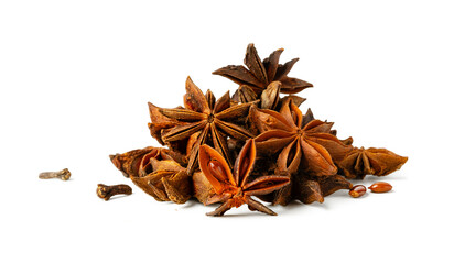 Star anise spice isolated on white background