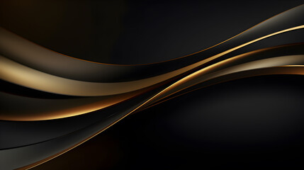 golden glowing waves isolated on black background luxury abstract background