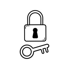 Padlock and key design of Security system warning protection danger web alert and safe theme Vector illustration