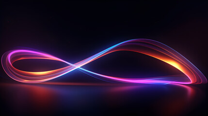 glowing lines making infinity sign isolated on dark background abstract background