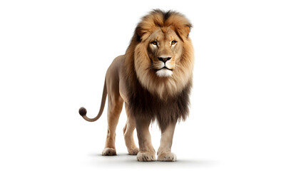 majestic lion standing on white background front view