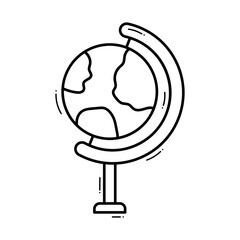 School globe line icon, concept sign, outline vector illustration
