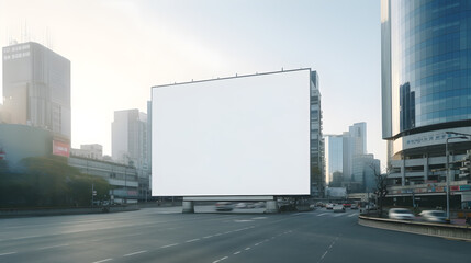 Fototapeta na wymiar mockup of blank screen advertising at city street