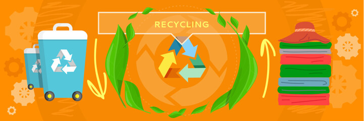 Recycling clothes. Vector illustration. Recycling clothes is effective way to reduce waste Clothes play significant role in promoting ecological awareness Reuse and recycle old garments to contribute