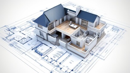 Small house model on architecture floor plan 