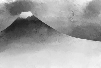 モノクロの富士山の年賀状素材