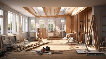 Deurstickers Incomplete home interior remodeling or building © vxnaghiyev