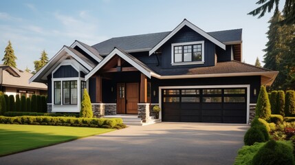 Fototapeta na wymiar Luxurious custom house with double garage in Vancouver suburbs