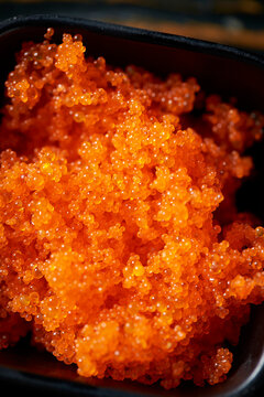 Flying fish roe on a plate