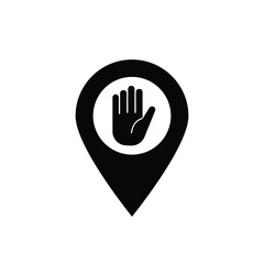 Fototapeta premium Map marker with Hand icon, map pin, GPS location symbol, vector illustration
