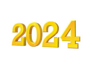3D 2024 for Happy New Year, 2024 3D rendering for Festival poster, banner design.