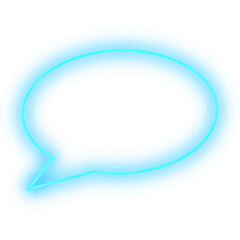 Neon blue speech bubble with transparent background.