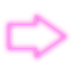 Neon purple arrow icon with transparent background.