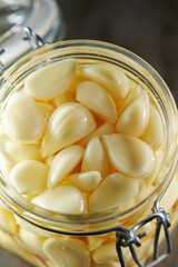 Pickled Garlic, garlic soaked in vinegar