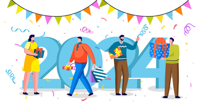 Happy new year. Vector illustration. The festive atmosphere New Years party creates sense joy and excitement The New Year festival is time to come together and celebrate start new chapter Make most