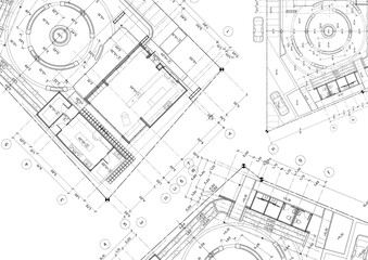 Fototapeta premium Write a blueprint architecture for building.