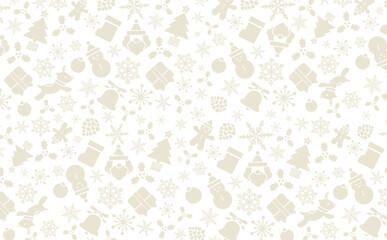 クリスマス柄のシンプルポップでかわいい幾何学パターンの背景素材_白背景