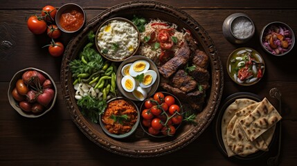 Bird's Eye View of a Plate Loaded with Authentic Georgian Tolma,
