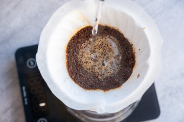 brewing coffee with the v60 method 
