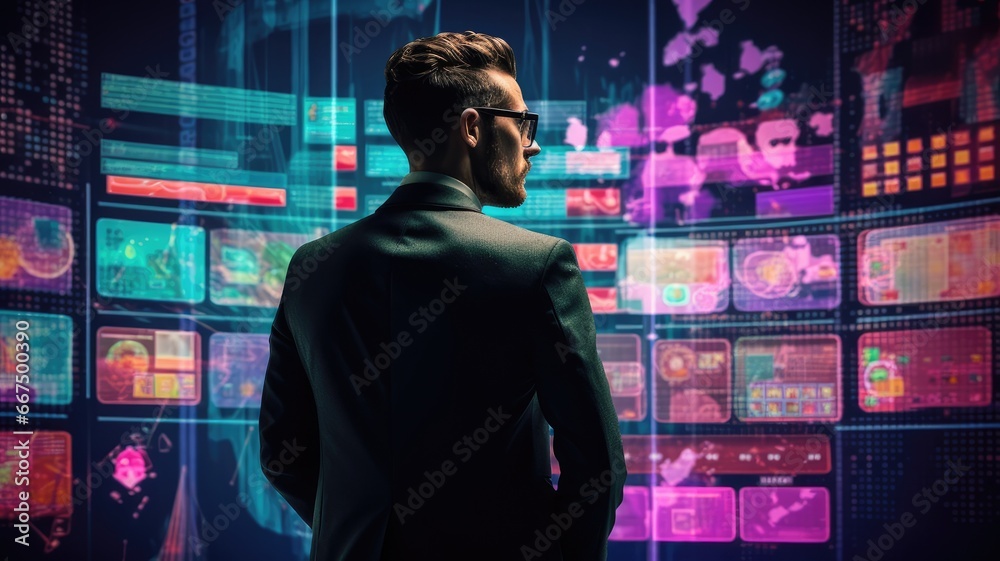 Leinwandbilder visualize a person analyzing digital analytics and optimizing marketing strategies in digital market