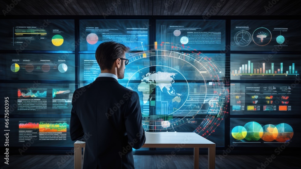 Leinwandbilder visualize a person analyzing digital analytics and optimizing marketing strategies in digital market