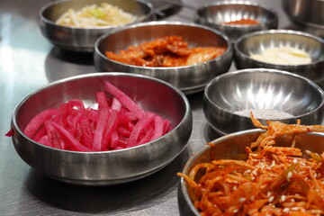 Korean side dishes Banchan in small dish. Korea style food