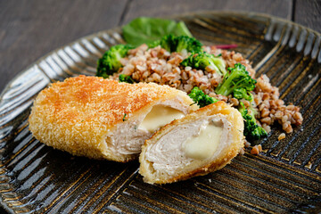chicken cutlet with buckwheat and broccoli