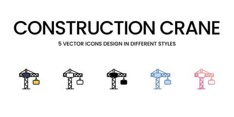 Construction Crane icons set, colorline, glyph, outline, gradinet line, icon vector stock illustration isolate white background.